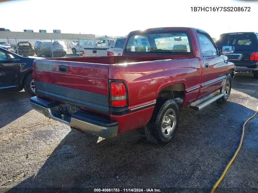 1995 Dodge Ram 1500 VIN: 1B7HC16Y7SS208672 Lot: 40861753