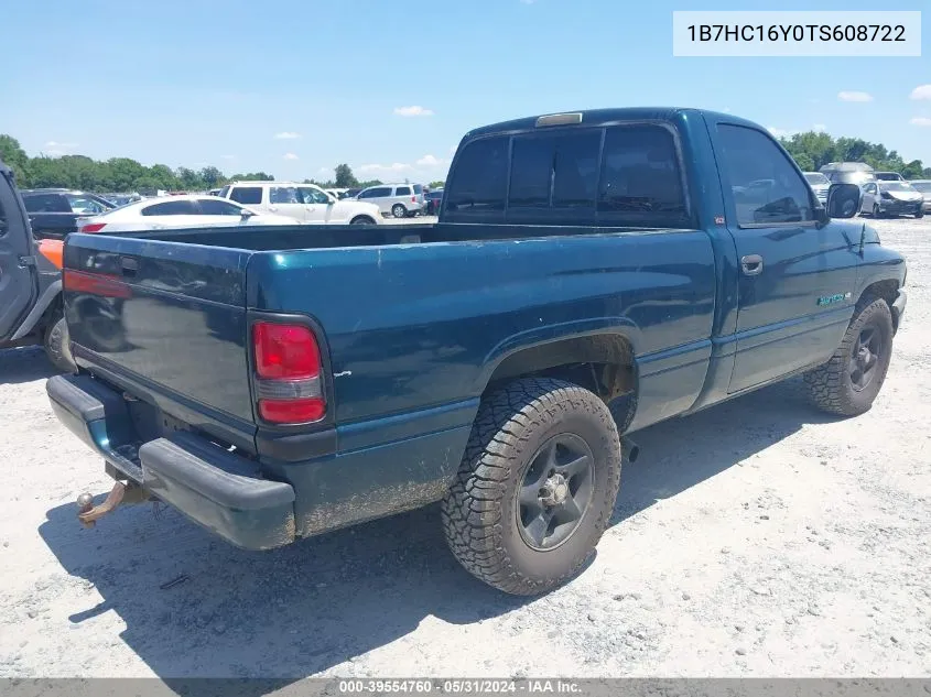 1996 Dodge Ram 1500 VIN: 1B7HC16Y0TS608722 Lot: 39554760