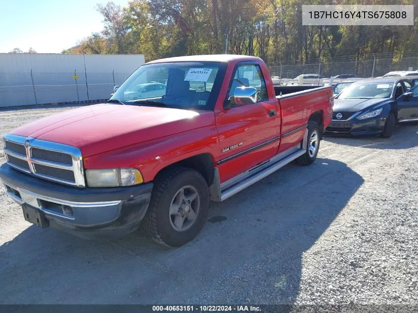 1996 Dodge Ram 1500 VIN: 1B7HC16Y4TS675808 Lot: 40653151