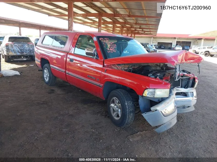 1996 Dodge Ram 1500 VIN: 1B7HC16Y6TJ200960 Lot: 40838928