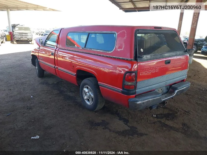 1996 Dodge Ram 1500 VIN: 1B7HC16Y6TJ200960 Lot: 40838928