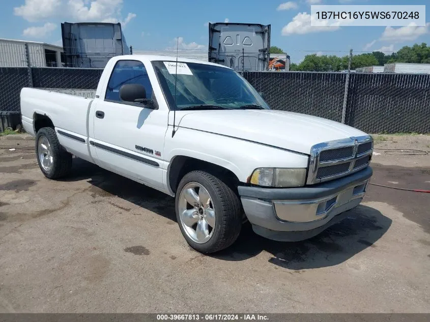 1998 Dodge Ram 1500 St VIN: 1B7HC16Y5WS670248 Lot: 39667813