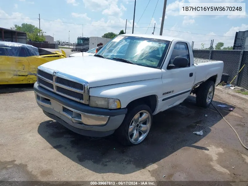 1998 Dodge Ram 1500 St VIN: 1B7HC16Y5WS670248 Lot: 39667813