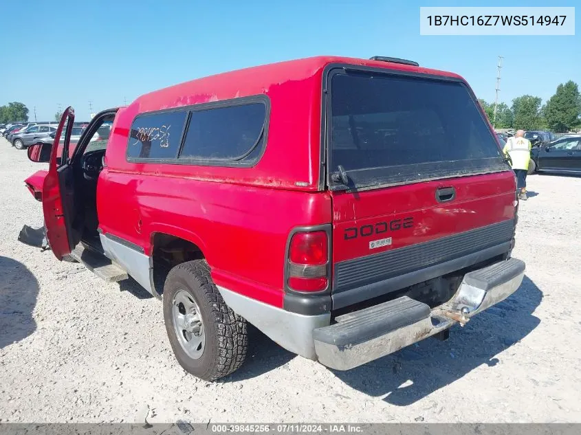 1998 Dodge Ram 1500 St VIN: 1B7HC16Z7WS514947 Lot: 39845256