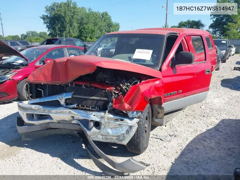 1998 Dodge Ram 1500 St VIN: 1B7HC16Z7WS514947 Lot: 39845256