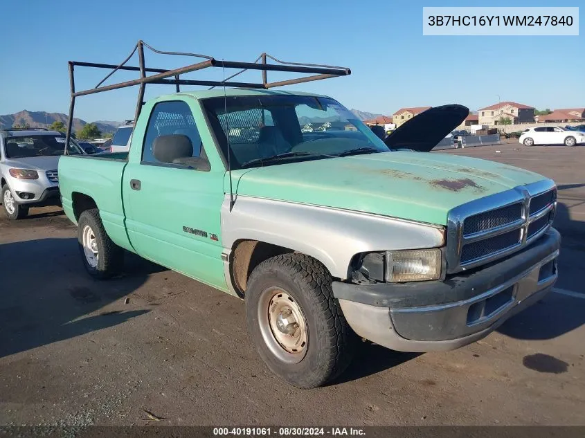 1998 Dodge Ram 1500 St VIN: 3B7HC16Y1WM247840 Lot: 40191061