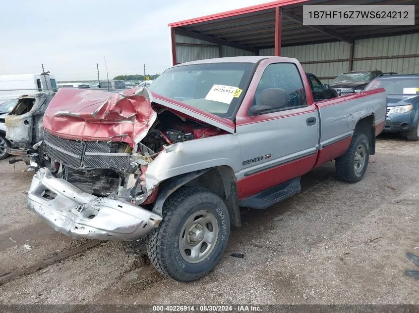 1998 Dodge Ram 1500 St VIN: 1B7HF16Z7WS624212 Lot: 40226914