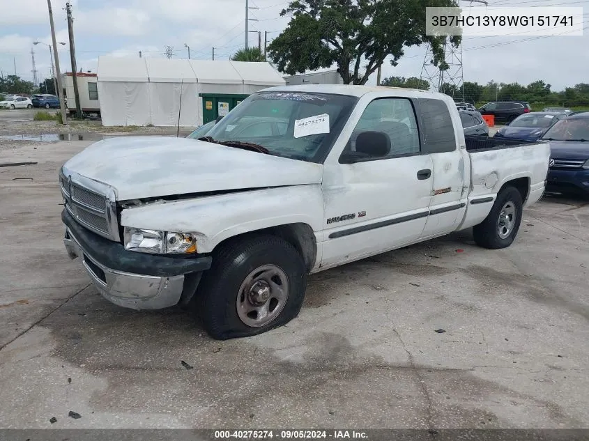 1998 Dodge Ram 1500 VIN: 3B7HC13Y8WG151741 Lot: 40275274