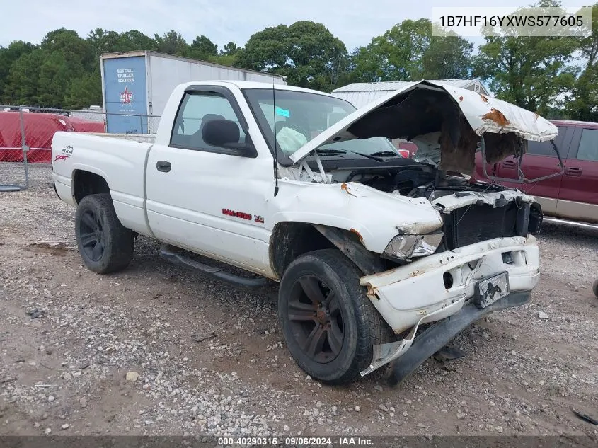 1998 Dodge Ram 1500 St VIN: 1B7HF16YXWS577605 Lot: 40290315