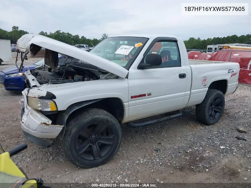 1998 Dodge Ram 1500 St VIN: 1B7HF16YXWS577605 Lot: 40290315