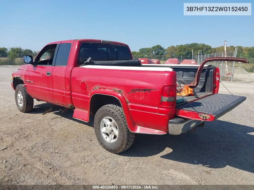 1998 Dodge Ram 1500 St VIN: 3B7HF13Z2WG152450 Lot: 40326803