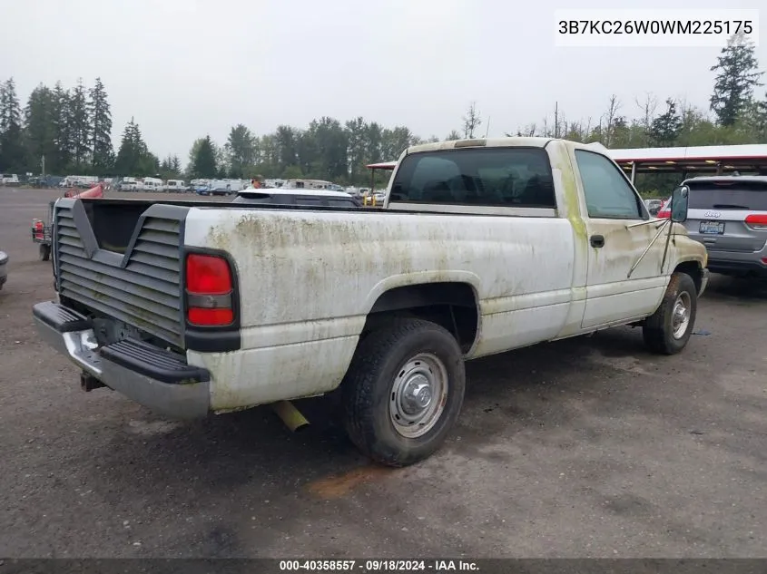 1998 Dodge Ram 2500 VIN: 3B7KC26W0WM225175 Lot: 40358557