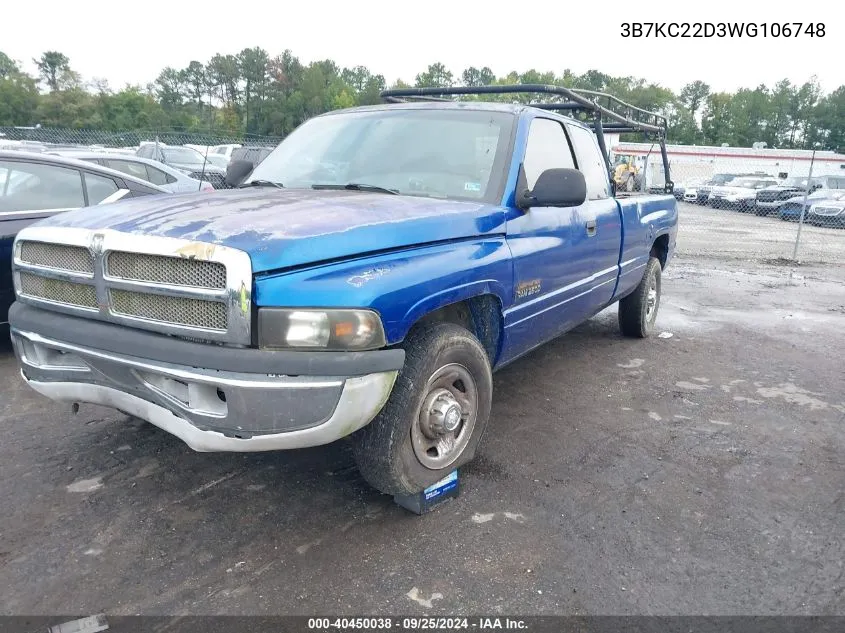 1998 Dodge Ram 2500 St VIN: 3B7KC22D3WG106748 Lot: 40450038