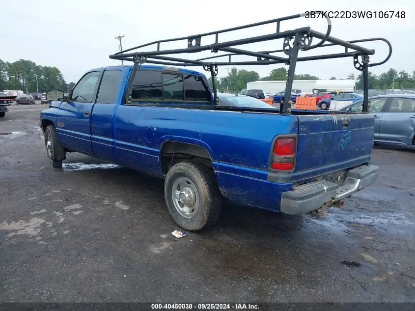 1998 Dodge Ram 2500 St VIN: 3B7KC22D3WG106748 Lot: 40450038