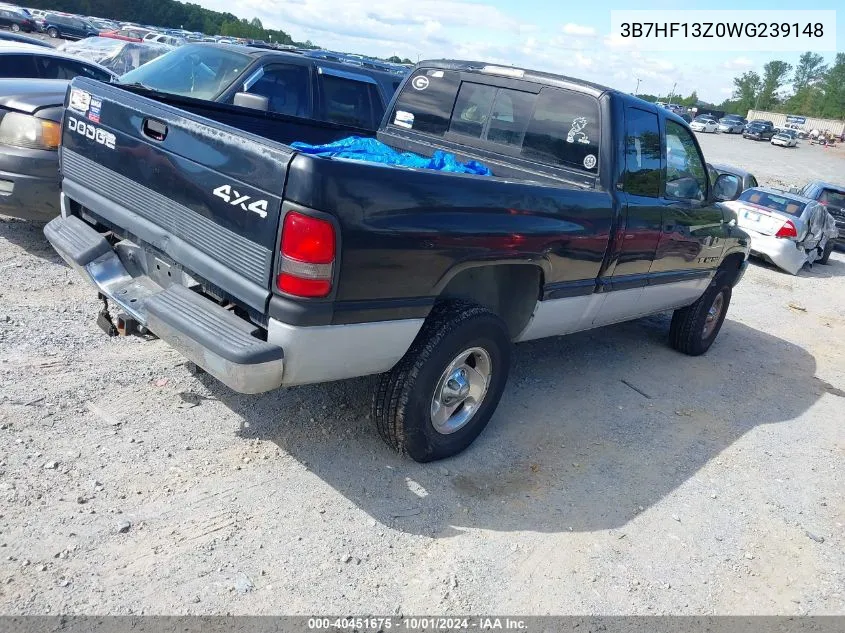 1998 Dodge Ram 1500 St VIN: 3B7HF13Z0WG239148 Lot: 40451675