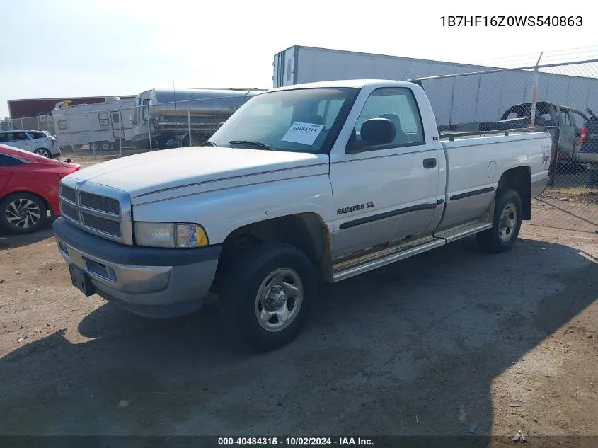 1998 Dodge Ram 1500 St VIN: 1B7HF16Z0WS540863 Lot: 40484315