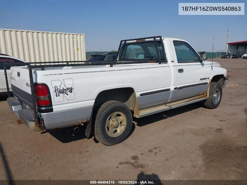 1998 Dodge Ram 1500 St VIN: 1B7HF16Z0WS540863 Lot: 40484315