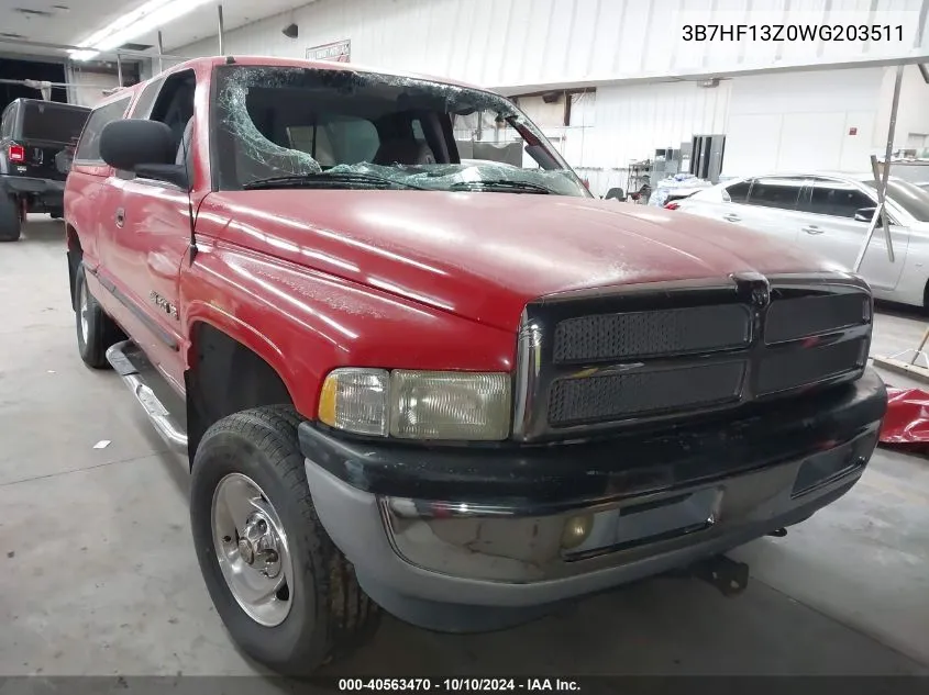 1998 Dodge Ram 1500 VIN: 3B7HF13Z0WG203511 Lot: 40563470