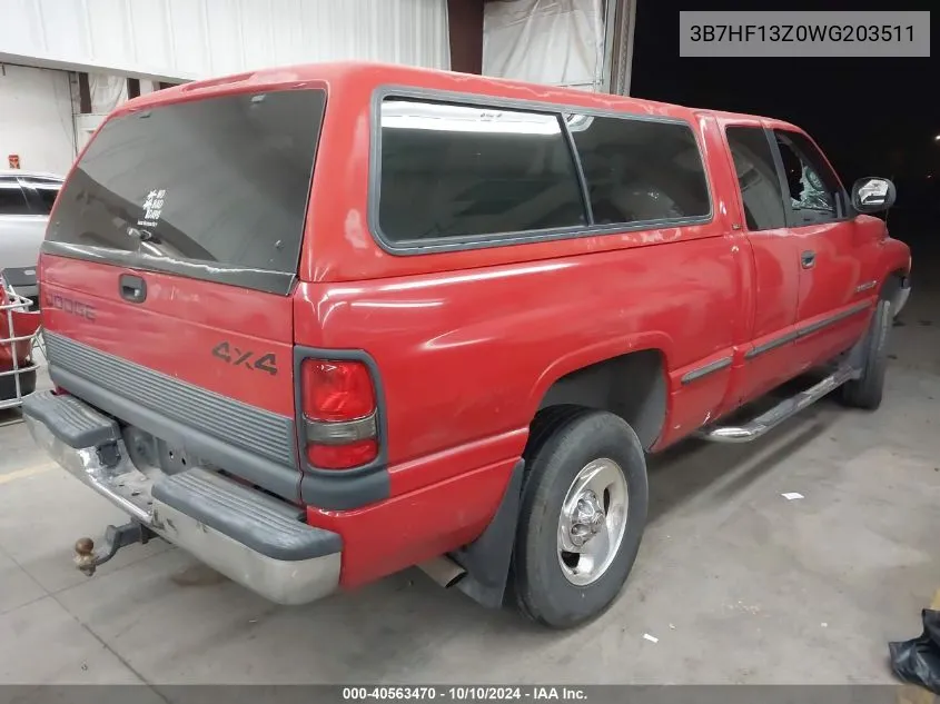 1998 Dodge Ram 1500 VIN: 3B7HF13Z0WG203511 Lot: 40563470