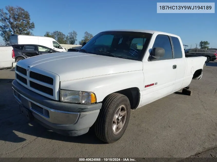 1998 Dodge Ram 1500 St VIN: 1B7HC13Y9WJ194189 Lot: 40624568