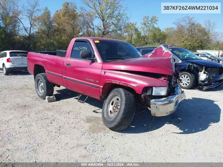 1998 Dodge Ram 2500 St VIN: 3B7KF26Z4WM221034 Lot: 40650994