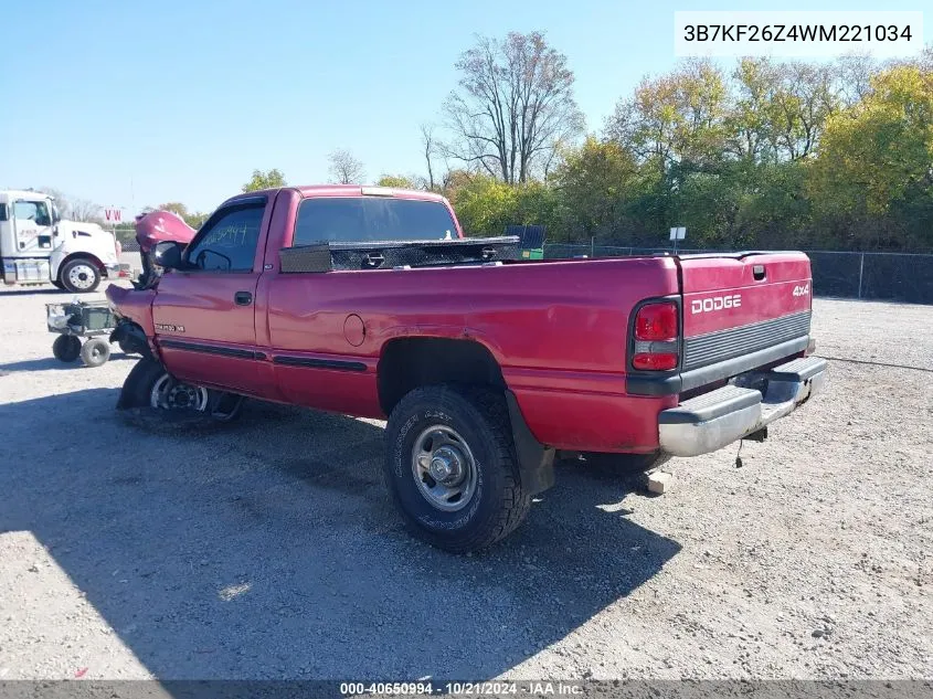 1998 Dodge Ram 2500 St VIN: 3B7KF26Z4WM221034 Lot: 40650994