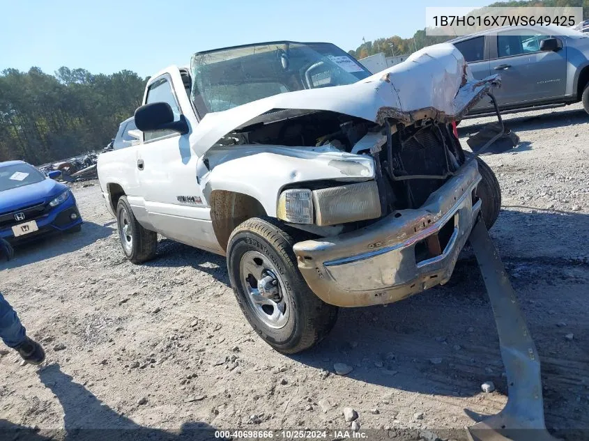 1998 Dodge Ram 1500 St/Ws VIN: 1B7HC16X7WS649425 Lot: 40698666