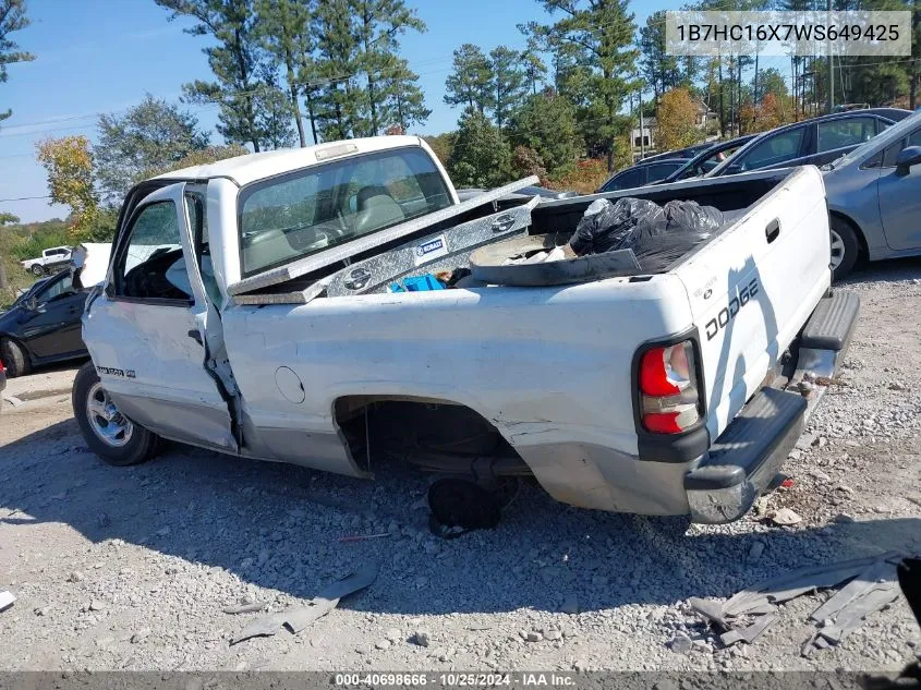 1998 Dodge Ram 1500 St/Ws VIN: 1B7HC16X7WS649425 Lot: 40698666