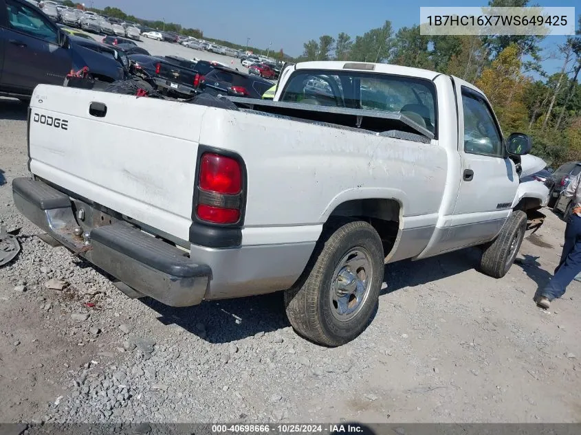 1998 Dodge Ram 1500 St/Ws VIN: 1B7HC16X7WS649425 Lot: 40698666