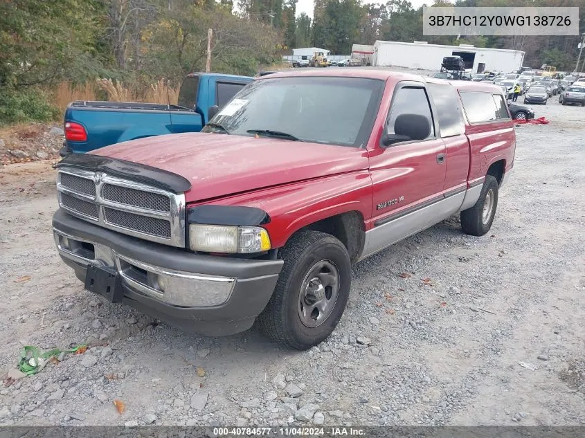 1998 Dodge Ram 1500 St VIN: 3B7HC12Y0WG138726 Lot: 40784577