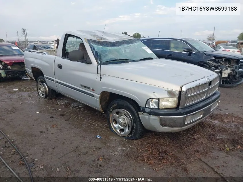 1998 Dodge Ram 1500 St VIN: 1B7HC16Y8WS599188 Lot: 40831319