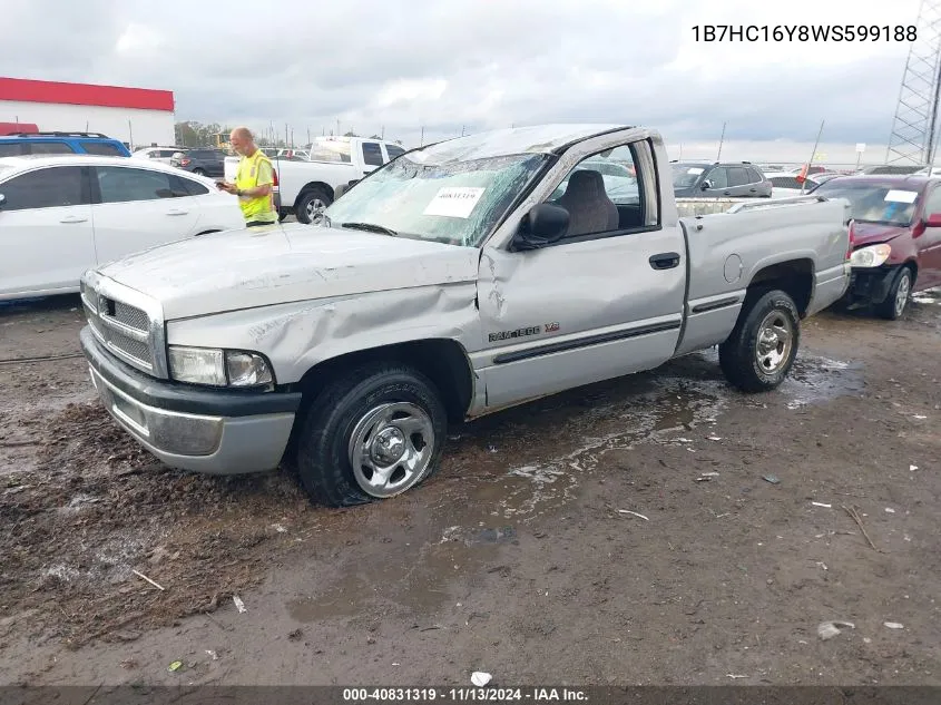 1998 Dodge Ram 1500 St VIN: 1B7HC16Y8WS599188 Lot: 40831319