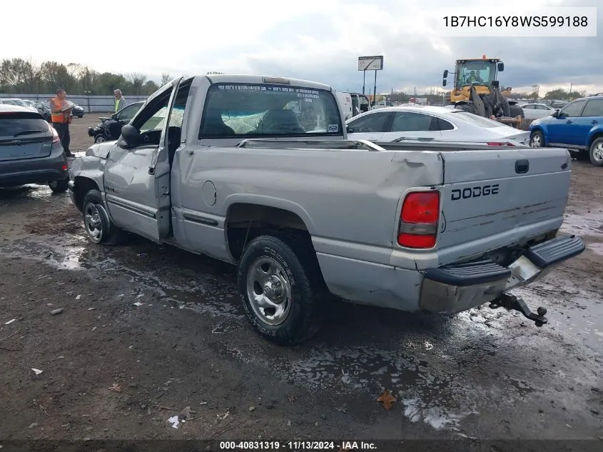 1998 Dodge Ram 1500 St VIN: 1B7HC16Y8WS599188 Lot: 40831319