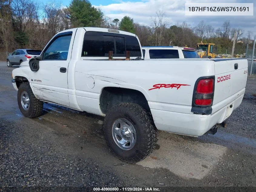 1998 Dodge Ram 1500 St VIN: 1B7HF16Z6WS761691 Lot: 40900800