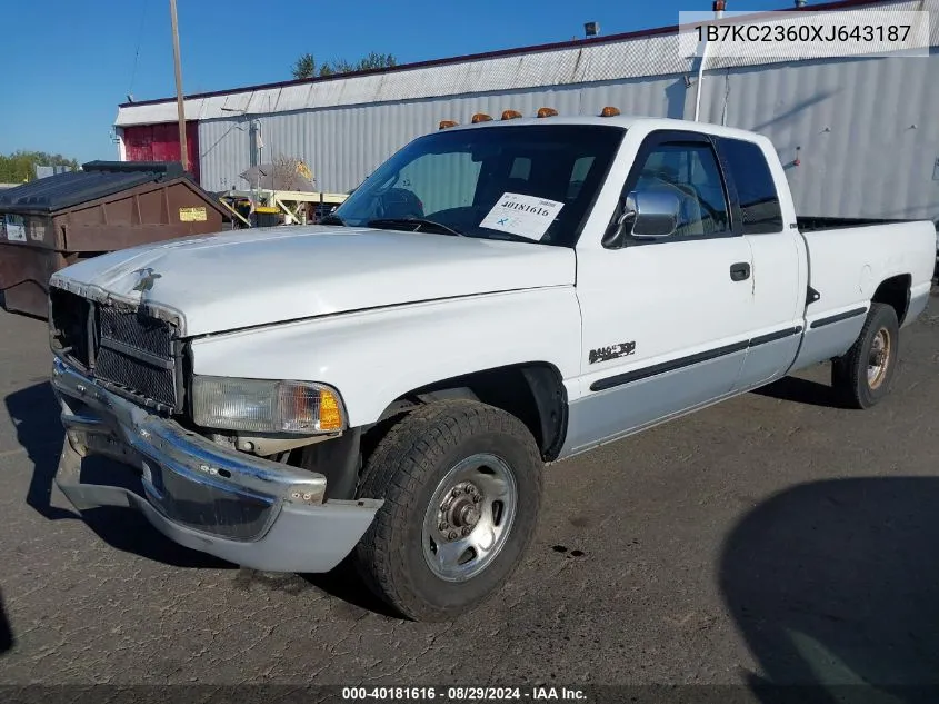 1999 Dodge Ram 2500 Laramie Slt/St VIN: 1B7KC2360XJ643187 Lot: 40181616