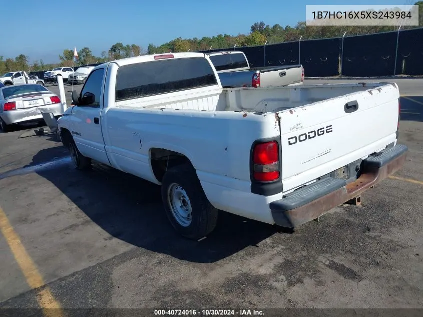 1999 Dodge Ram 1500 St/Ws VIN: 1B7HC16X5XS243984 Lot: 40724016