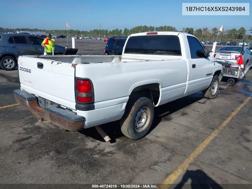 1999 Dodge Ram 1500 St/Ws VIN: 1B7HC16X5XS243984 Lot: 40724016