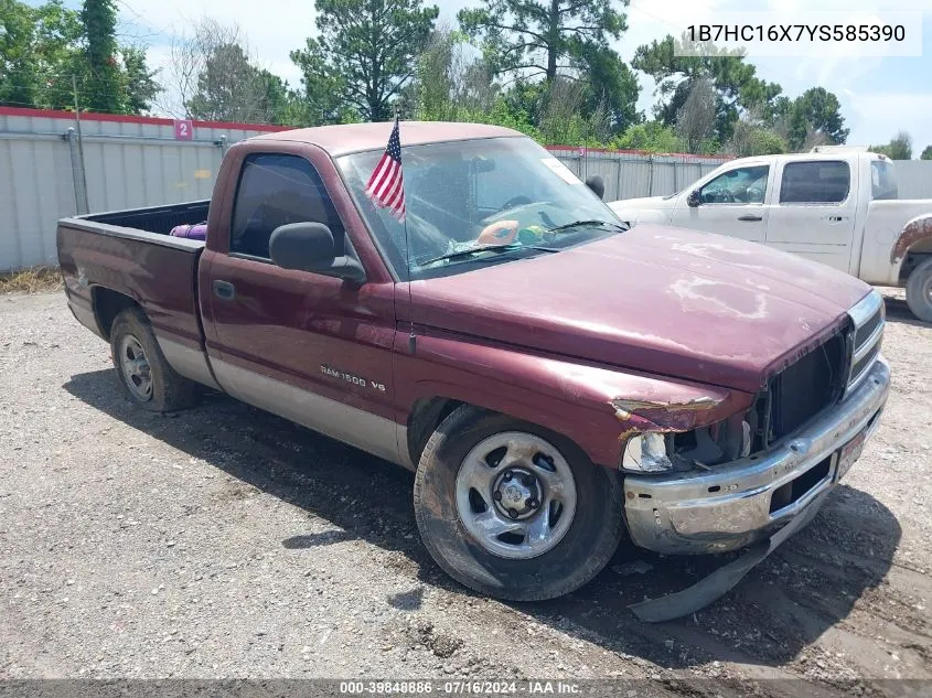 2000 Dodge Ram 1500 St/Ws VIN: 1B7HC16X7YS585390 Lot: 39848886