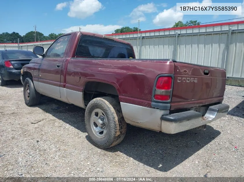 2000 Dodge Ram 1500 St/Ws VIN: 1B7HC16X7YS585390 Lot: 39848886