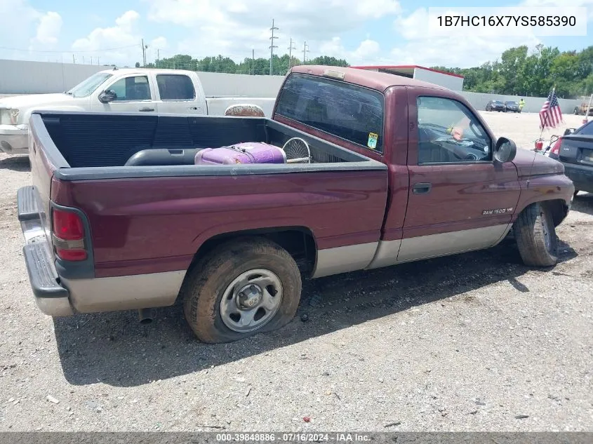 2000 Dodge Ram 1500 St/Ws VIN: 1B7HC16X7YS585390 Lot: 39848886