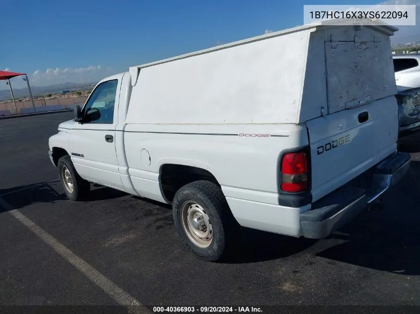 2000 Dodge Ram 1500 St/Ws VIN: 1B7HC16X3YS622094 Lot: 40366903