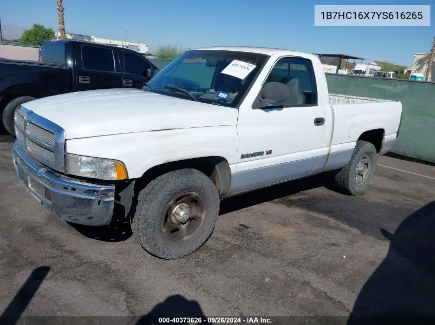 2000 Dodge Ram 1500 St/Ws VIN: 1B7HC16X7YS616265 Lot: 40373626