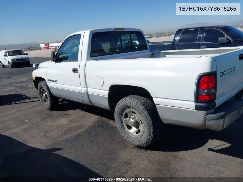 2000 Dodge Ram 1500 St/Ws VIN: 1B7HC16X7YS616265 Lot: 40373626