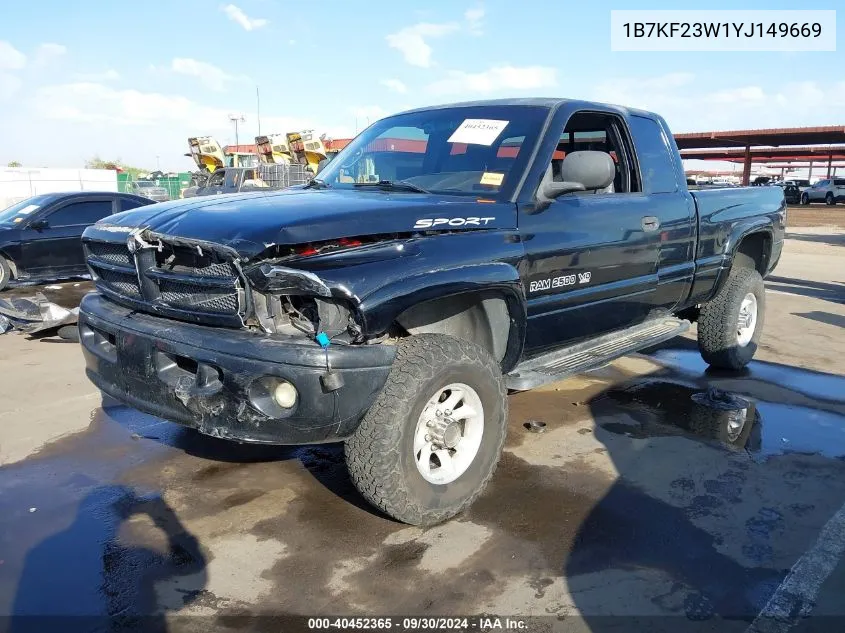 2000 Dodge Ram 2500 VIN: 1B7KF23W1YJ149669 Lot: 40452365