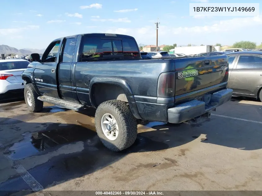 2000 Dodge Ram 2500 VIN: 1B7KF23W1YJ149669 Lot: 40452365