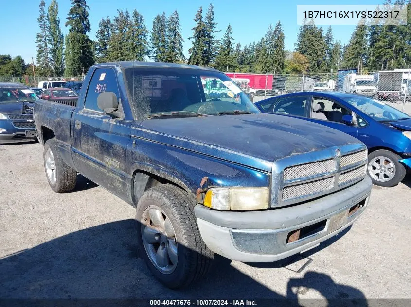 2000 Dodge Ram 1500 VIN: 1B7HC16X1YS522317 Lot: 40477675