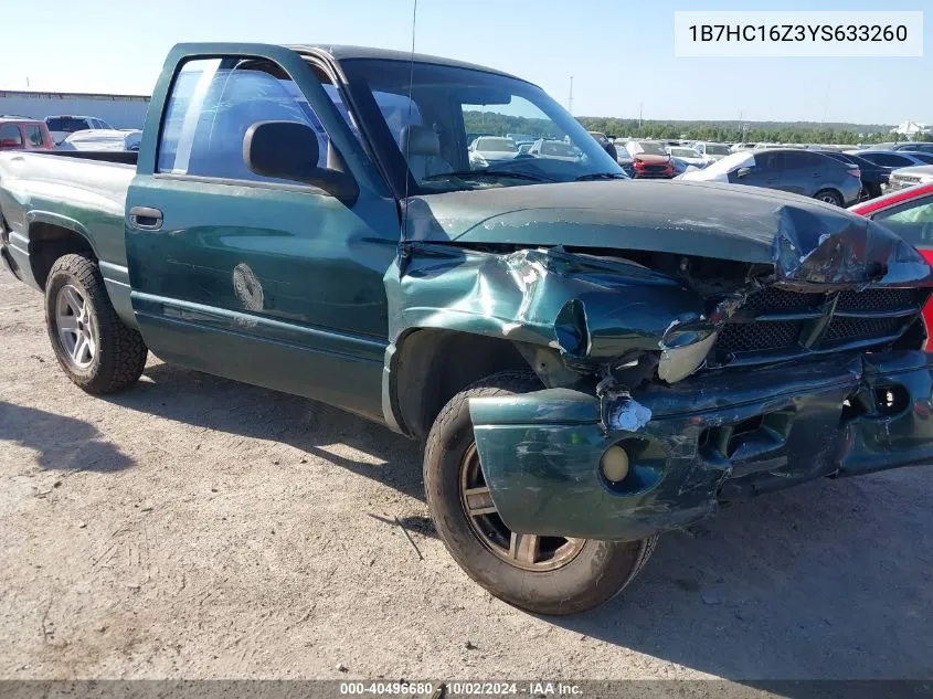 2000 Dodge Ram 1500 St VIN: 1B7HC16Z3YS633260 Lot: 40496680