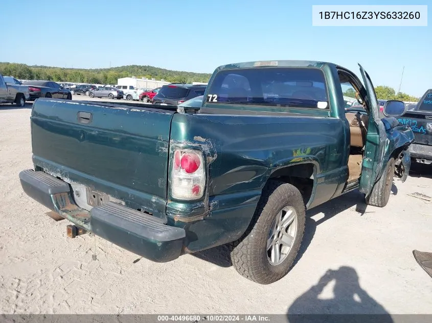 2000 Dodge Ram 1500 St VIN: 1B7HC16Z3YS633260 Lot: 40496680