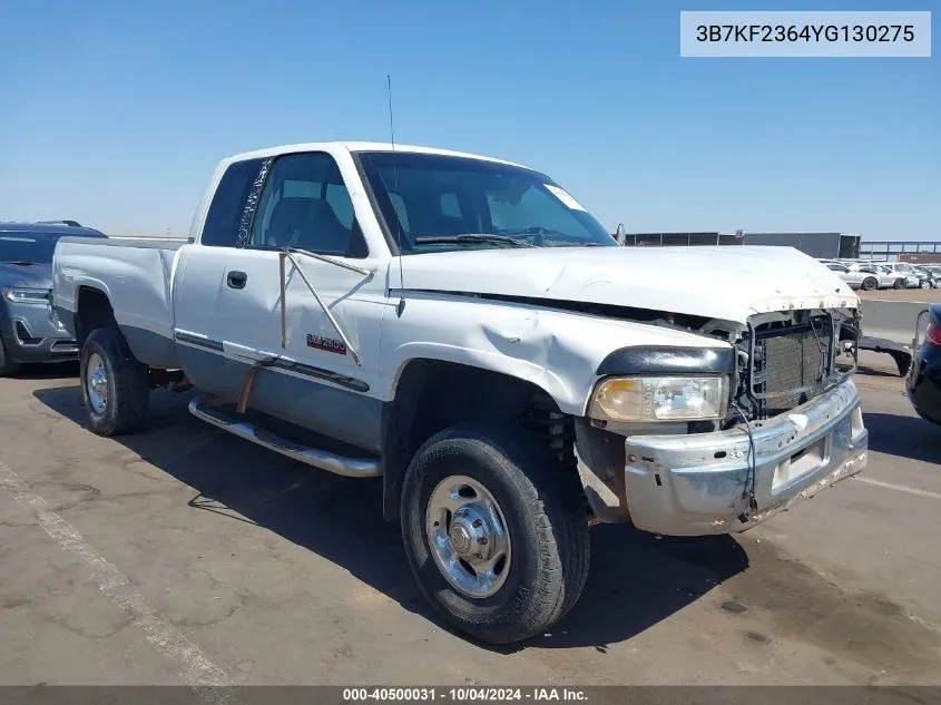 2000 Dodge Ram 2500 St VIN: 3B7KF2364YG130275 Lot: 40500031