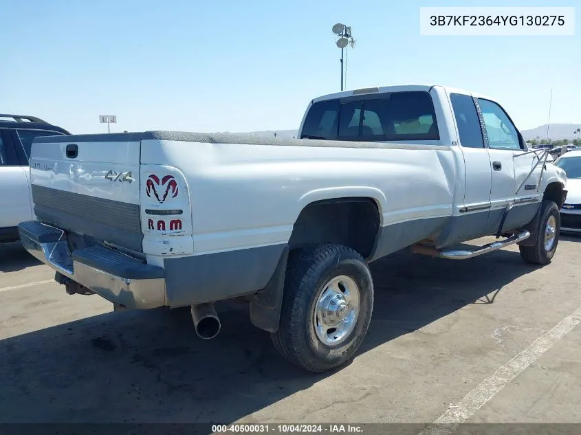 2000 Dodge Ram 2500 St VIN: 3B7KF2364YG130275 Lot: 40500031